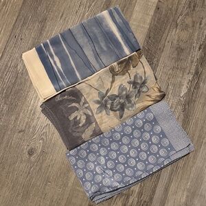 100% Silk Set of Three Patterned Scarves